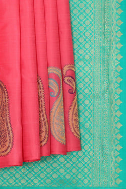 Collection of Kanchipattu Light Red Brocade Saree in a gallery layout