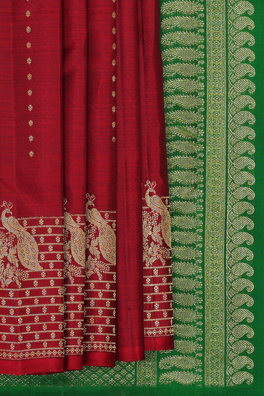 Collection of Kanchipattu Dark Red Brocade Saree in a gallery layout