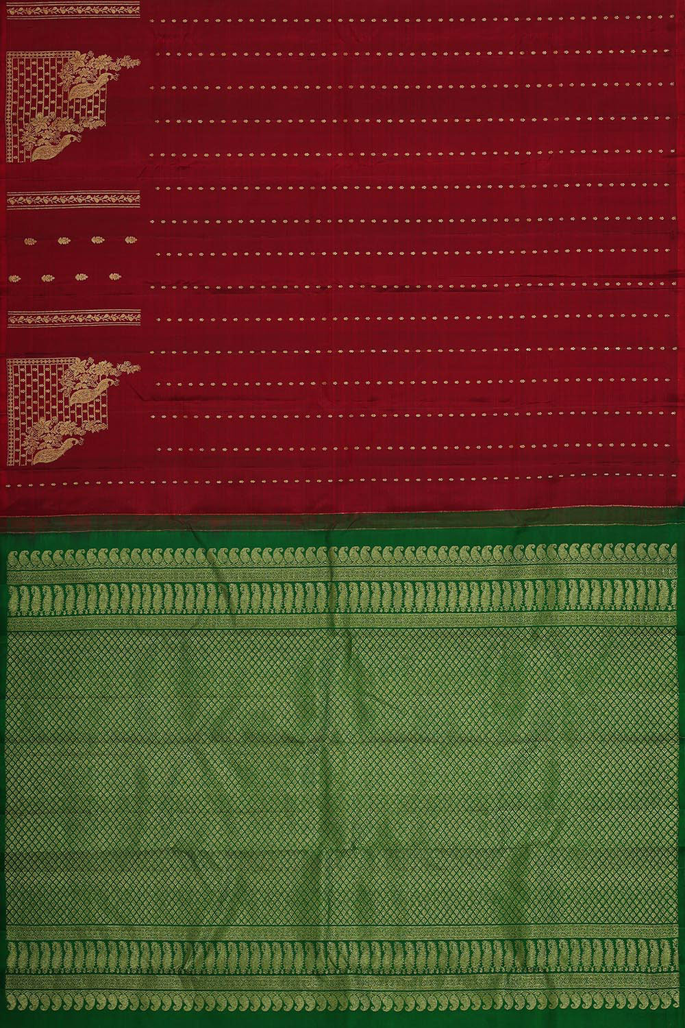 Collection of Kanchipattu Dark Red Brocade Saree in a gallery layout