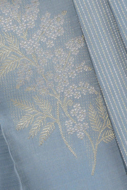 Collection of Kanchipattu Bluish Grey Brocade Saree in a gallery layout