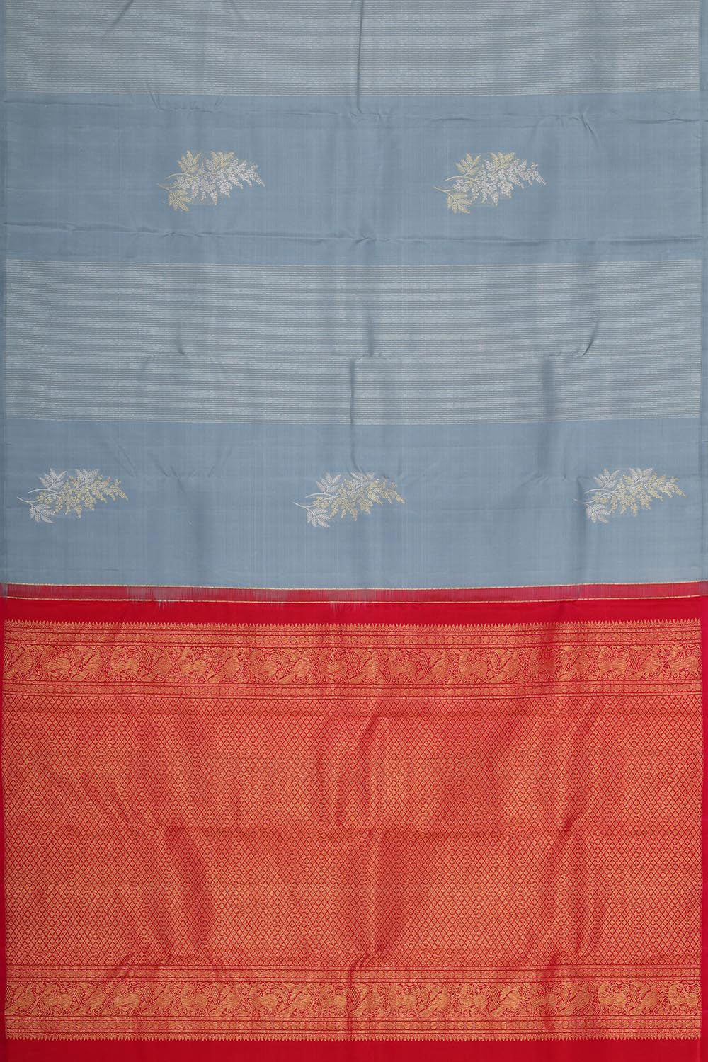 Collection of Kanchipattu Bluish Grey Brocade Saree in a gallery layout