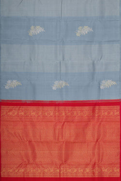 Collection of Kanchipattu Bluish Grey Brocade Saree in a gallery layout