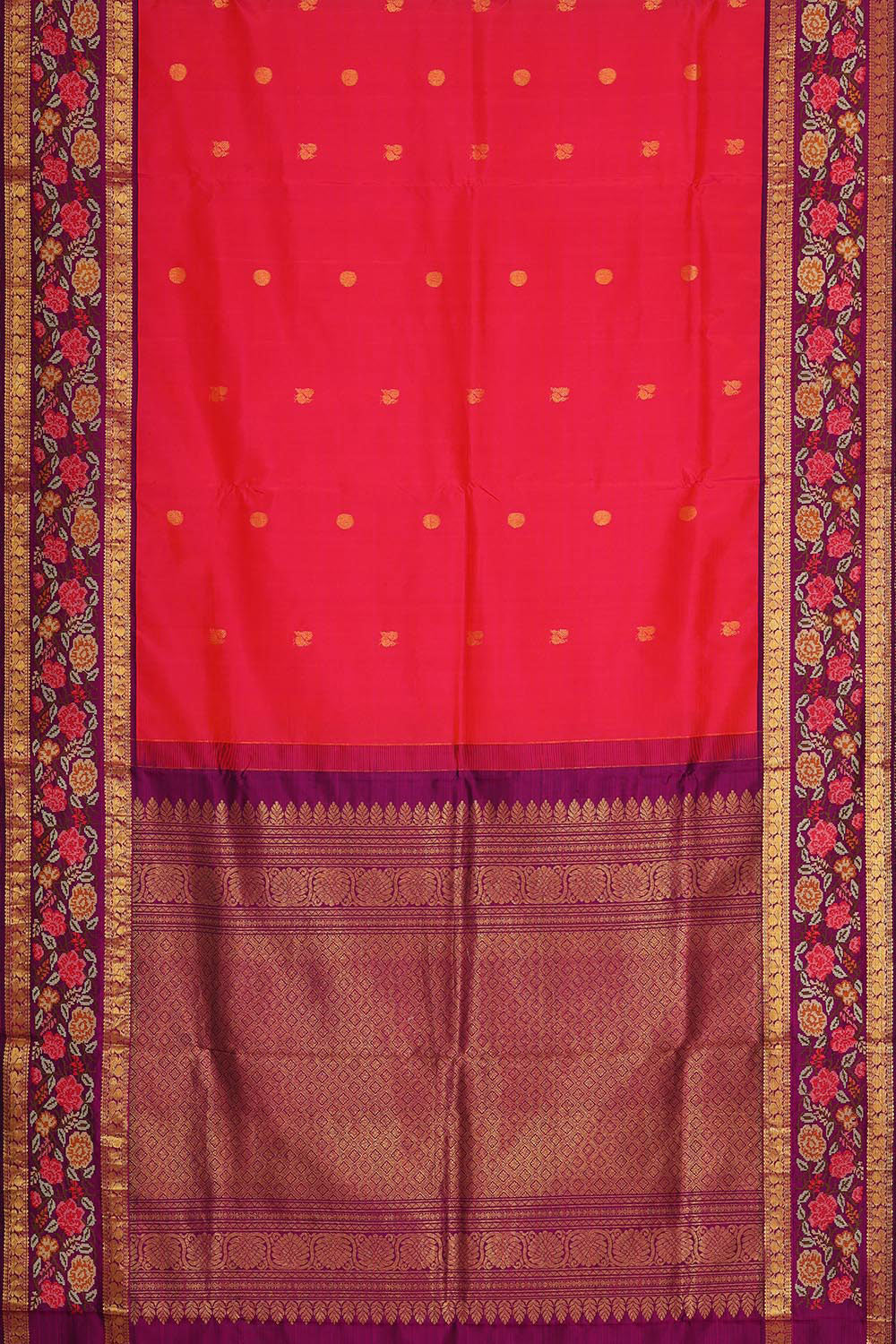 Kanchipattu Pinkish Red Embroidered Saree