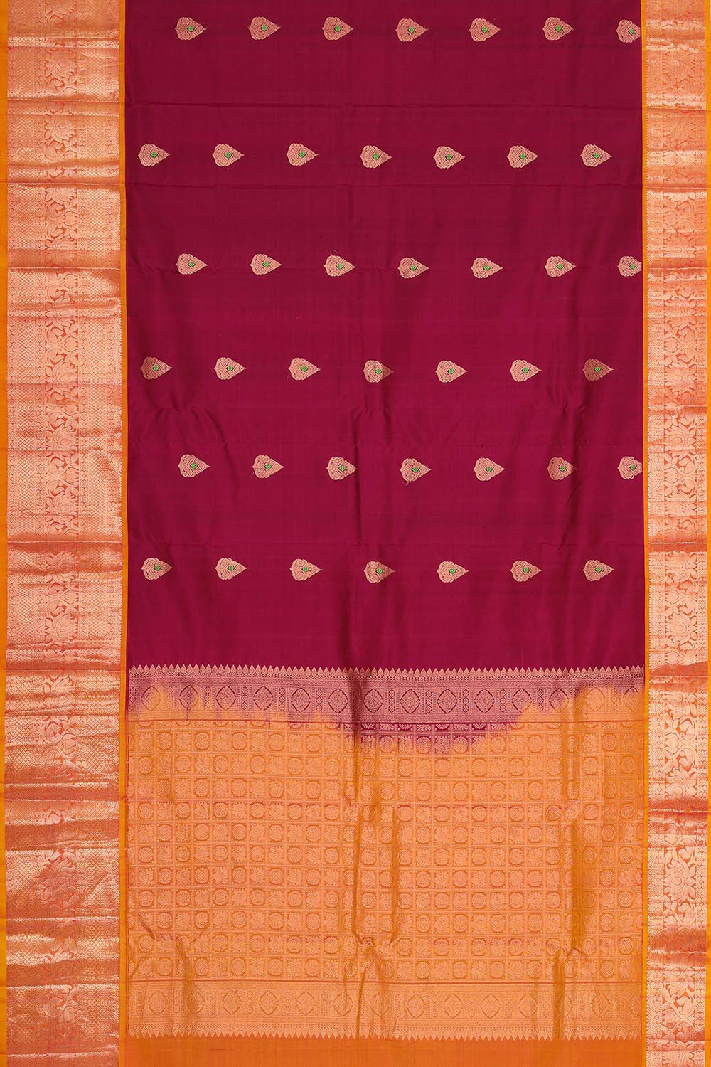 Collection of Kanchipattu Burgundy Brocade Saree in a gallery layout