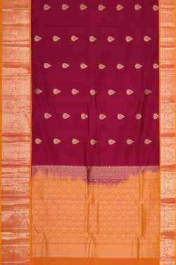 Collection of Kanchipattu Burgundy Brocade Saree in a gallery layout