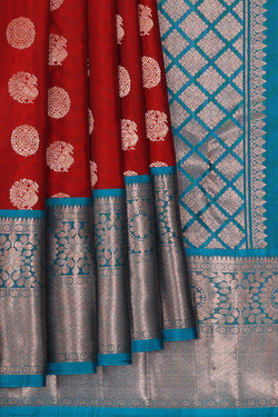 Collection of Kanchipattu Red Brocade Saree in a gallery layout