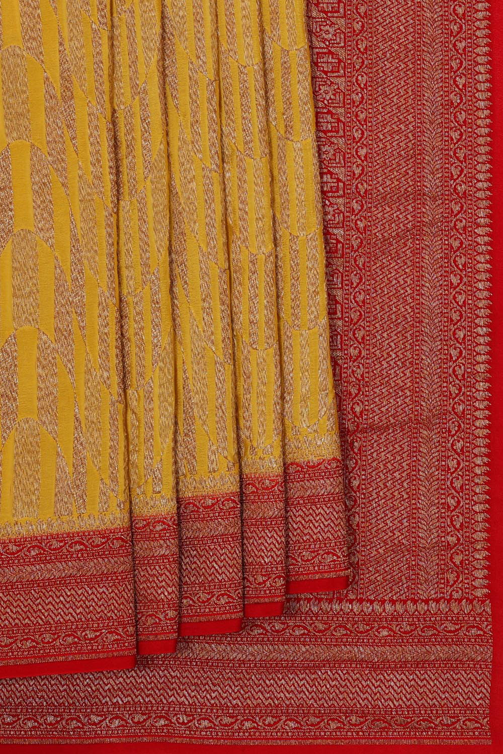 Collection of Banarasi Georgette Yellow Saree in a gallery layout