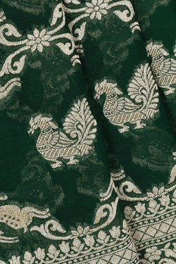 Image of Banarasi Georgette Bottle Green Saree