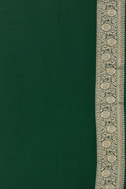 Image of Banarasi Georgette Bottle Green Saree