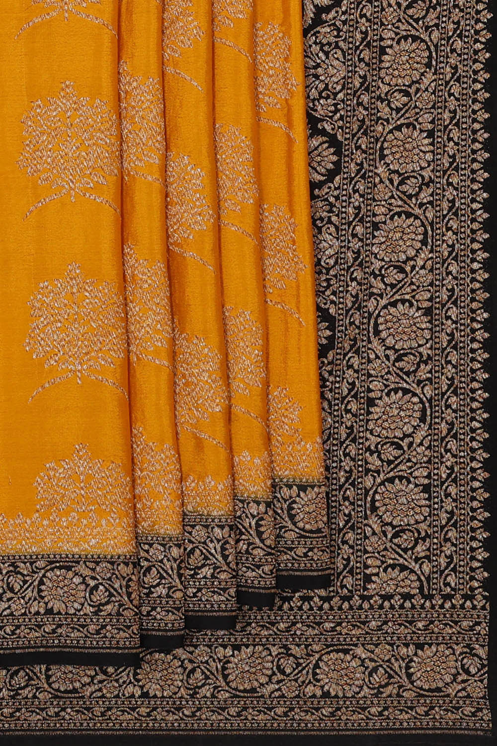 Banarasi Crepe Mustard Yellow Saree