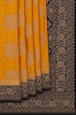 Image of Banarasi Crepe Mustard Yellow Saree