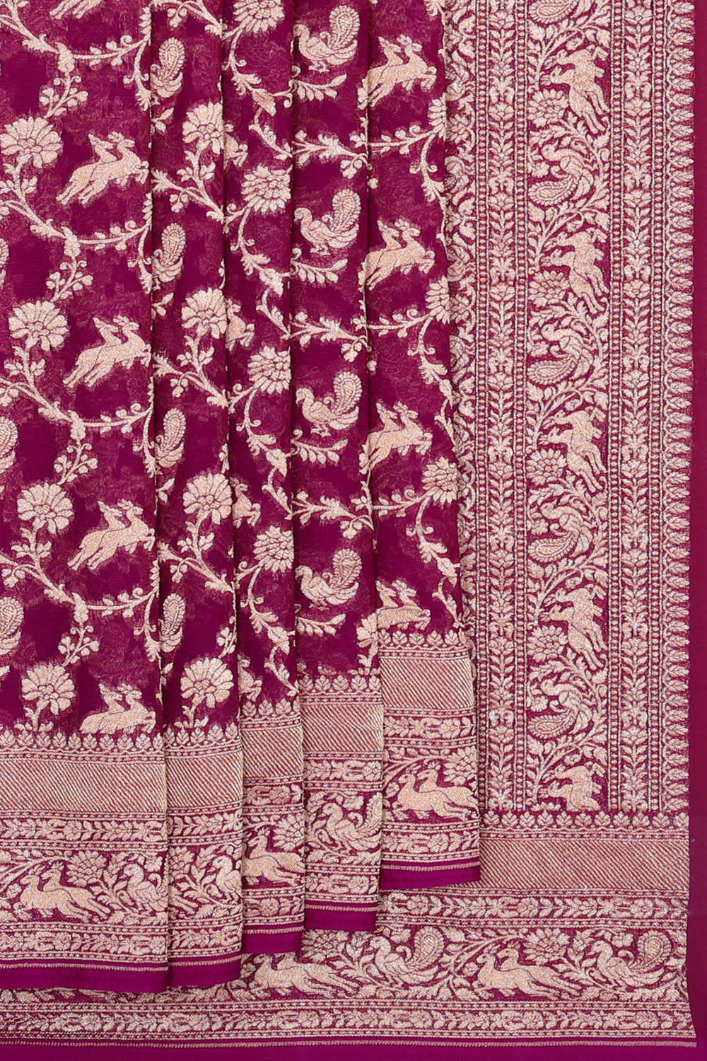 Banarasi Georgette Deep Wine Saree