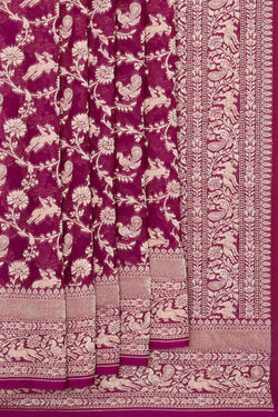 Image of Banarasi Georgette Deep Wine Saree