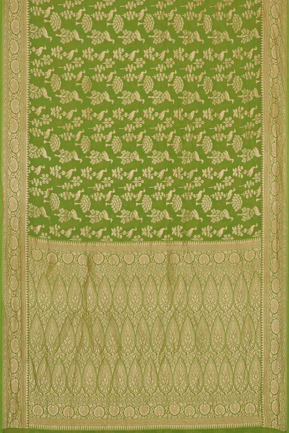 Banarasi Georgette Parrot Green Saree