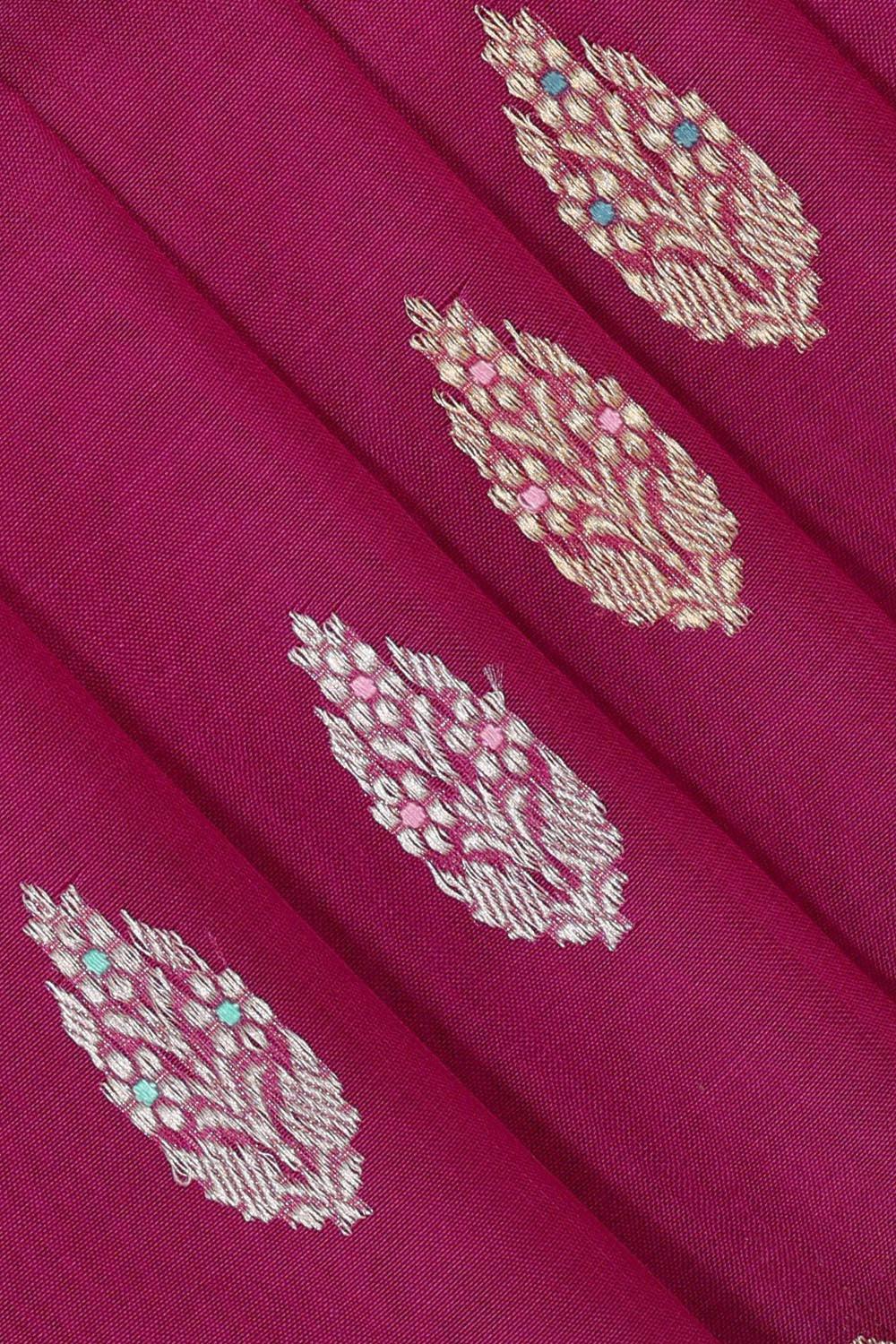 Collection of Banarasi Kora Magenta Saree in a gallery layout