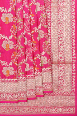 Collection of Banarasi Silk Rani Pink Saree in a gallery layout