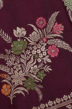 Image of Banarasi Katan Silk Violet Saree