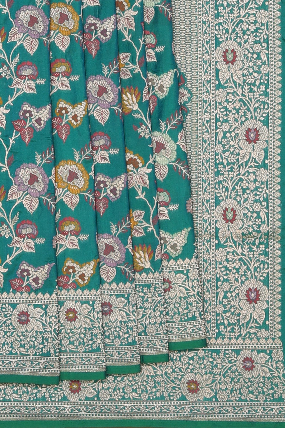 Banarasi Katan Silk Emerald-Green Saree