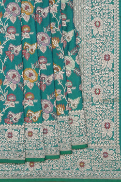 Image of Banarasi Katan Silk Emerald-Green Saree