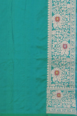 Image of Banarasi Katan Silk Emerald-Green Saree