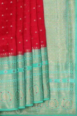 Image of Banarasi Chiniya Silk Red Saree