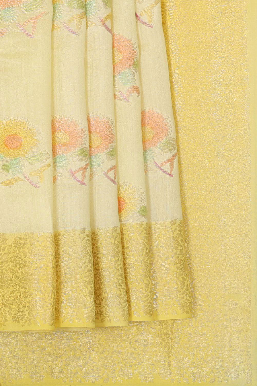 Banarasi Chiniya Silk Light Yellow Saree