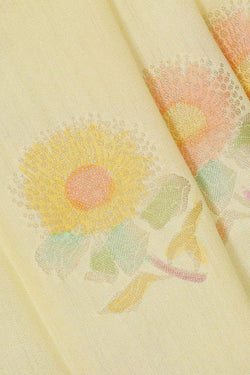 Image of Banarasi Chiniya Silk Light Yellow Saree