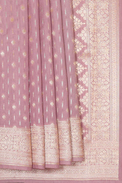 Collection of Banarasi Chiniya Silk Onion Pink Saree in a gallery layout