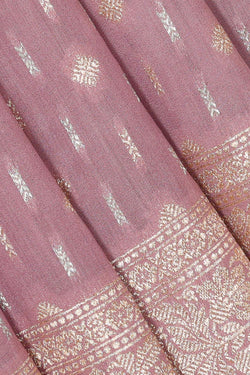 Collection of Banarasi Chiniya Silk Onion Pink Saree in a gallery layout