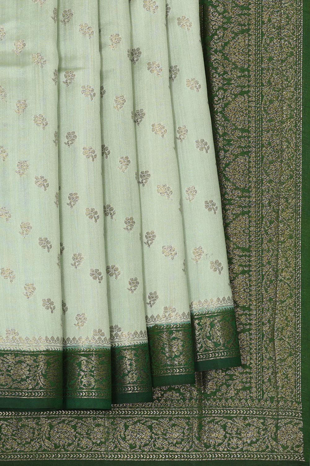 Collection of Banarasi Chiniya Silk Light Mint Green Saree in a gallery layout