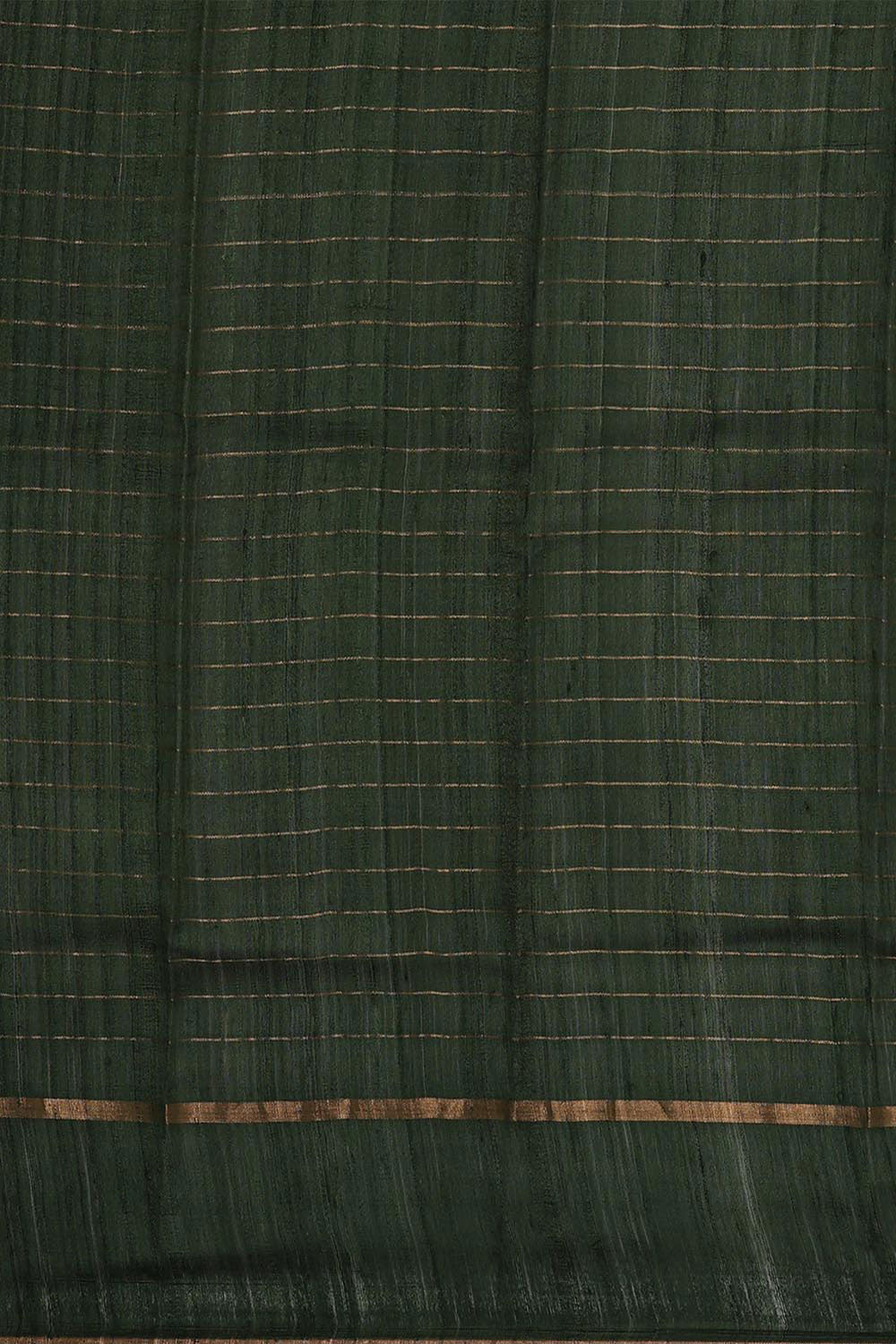 Printed Tussar Jute Bottle Green Saree