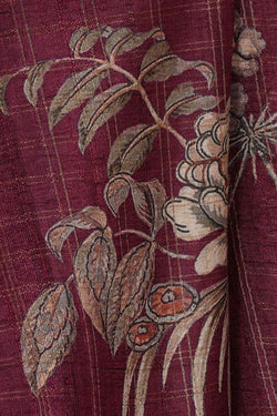 Image of Printed Tussar Silk Wine Colour Saree