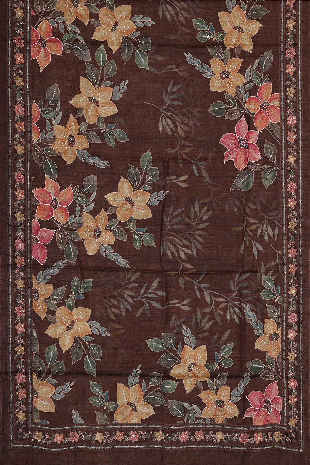 Image of Tussar Silk Deep Wine Saree