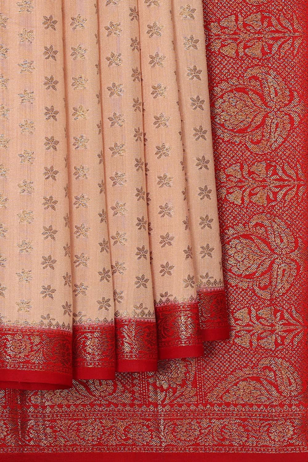 Collection of Banarasi Chiniya Silk Light Peach Saree in a gallery layout