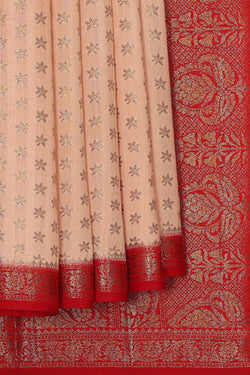 Collection of Banarasi Chiniya Silk Light Peach Saree in a gallery layout