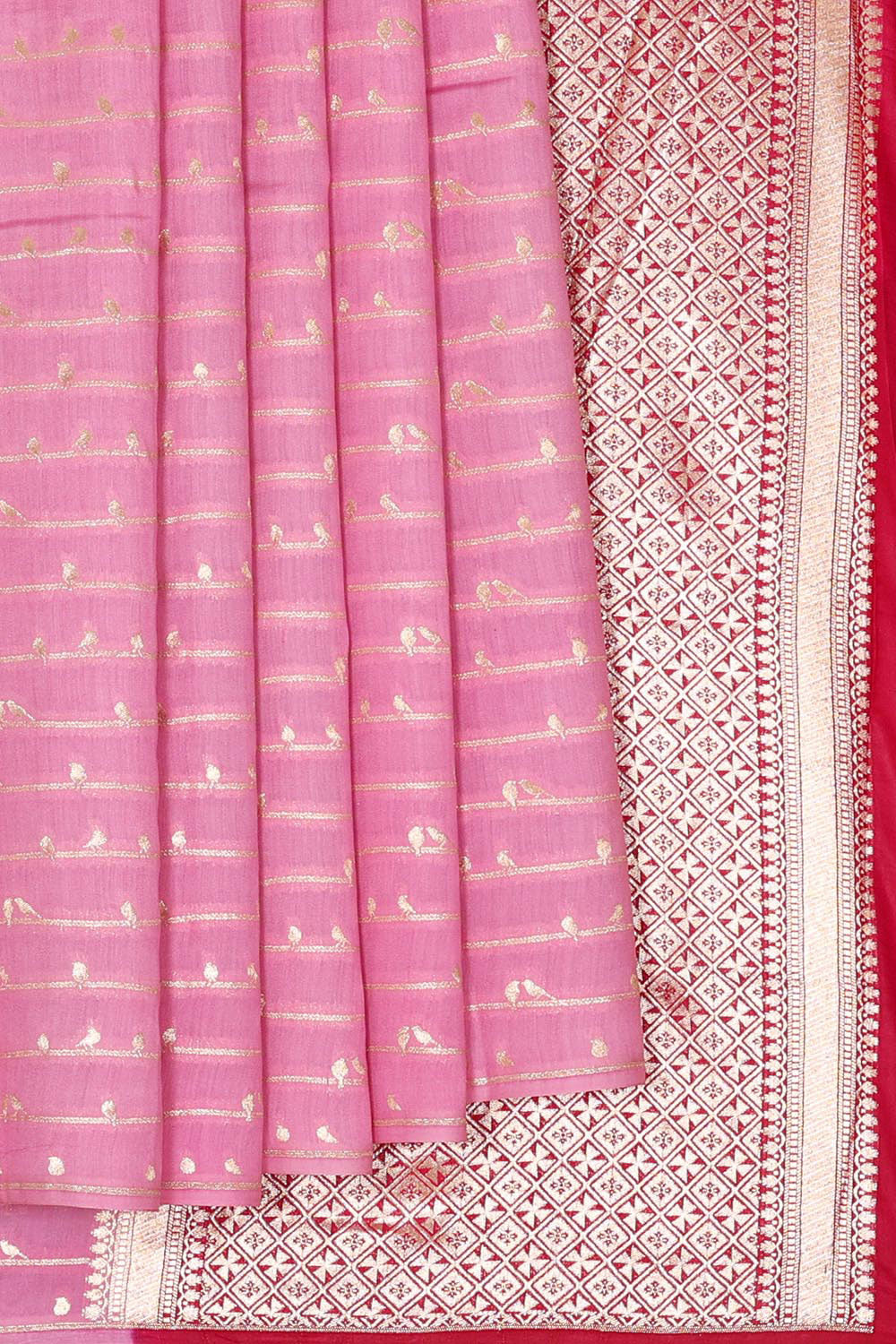 Banarasi Chiniya Silk Rose Pink Saree