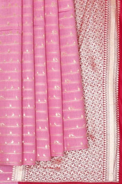 Image of Banarasi Chiniya Silk Rose Pink Saree