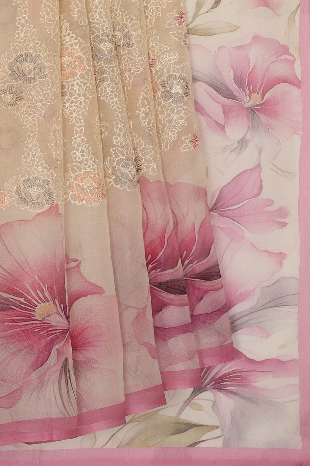 Image of Beige Embroidery Saree