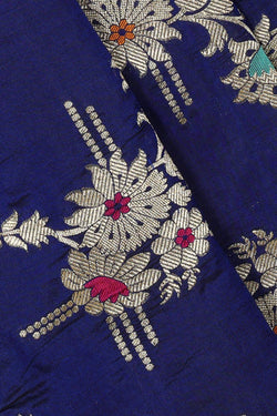 Image of Banarasi Silk Dark Blue Saree