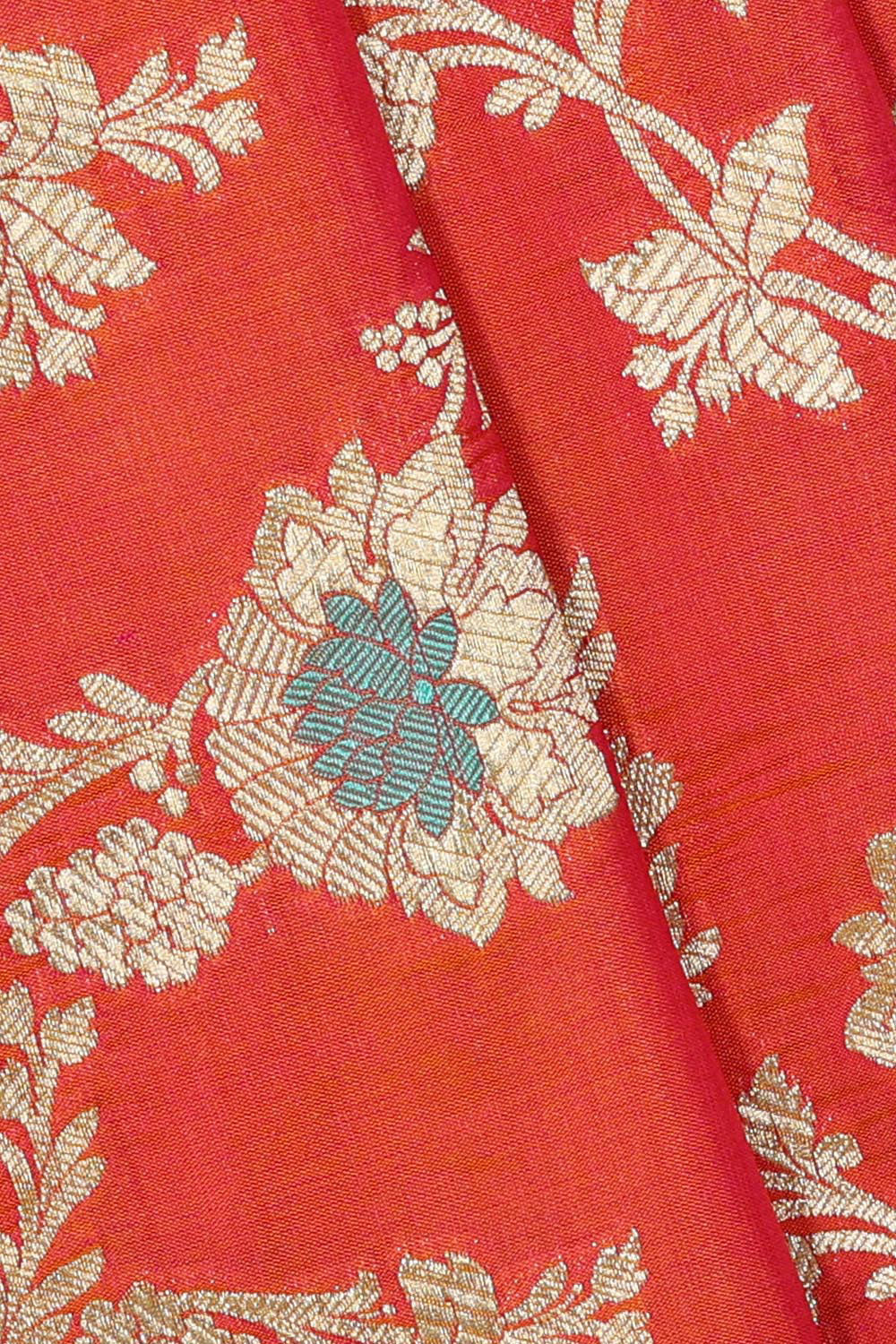 Banarasi Silk Reddish Orange Saree