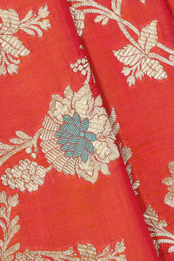 Image of Banarasi Silk Reddish Orange Saree