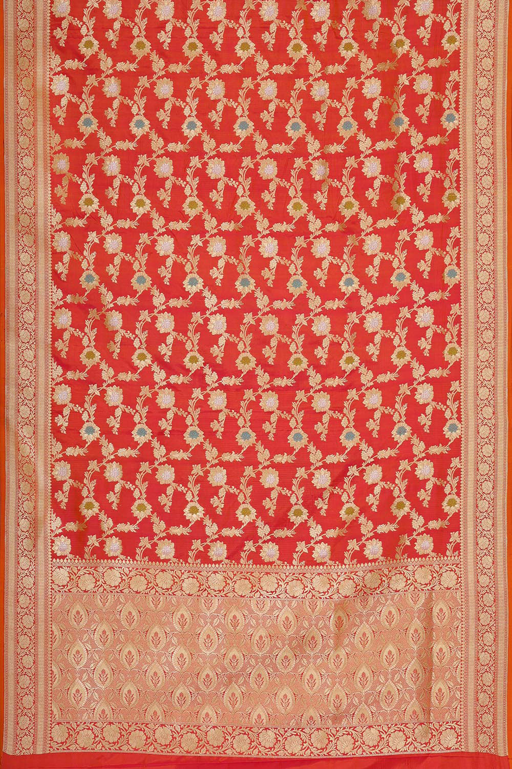 Banarasi Silk Reddish Orange Saree