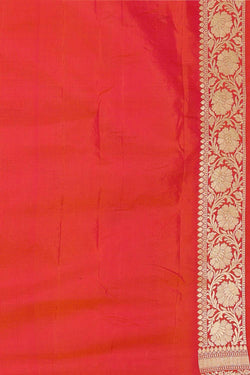 Image of Banarasi Silk Reddish Orange Saree