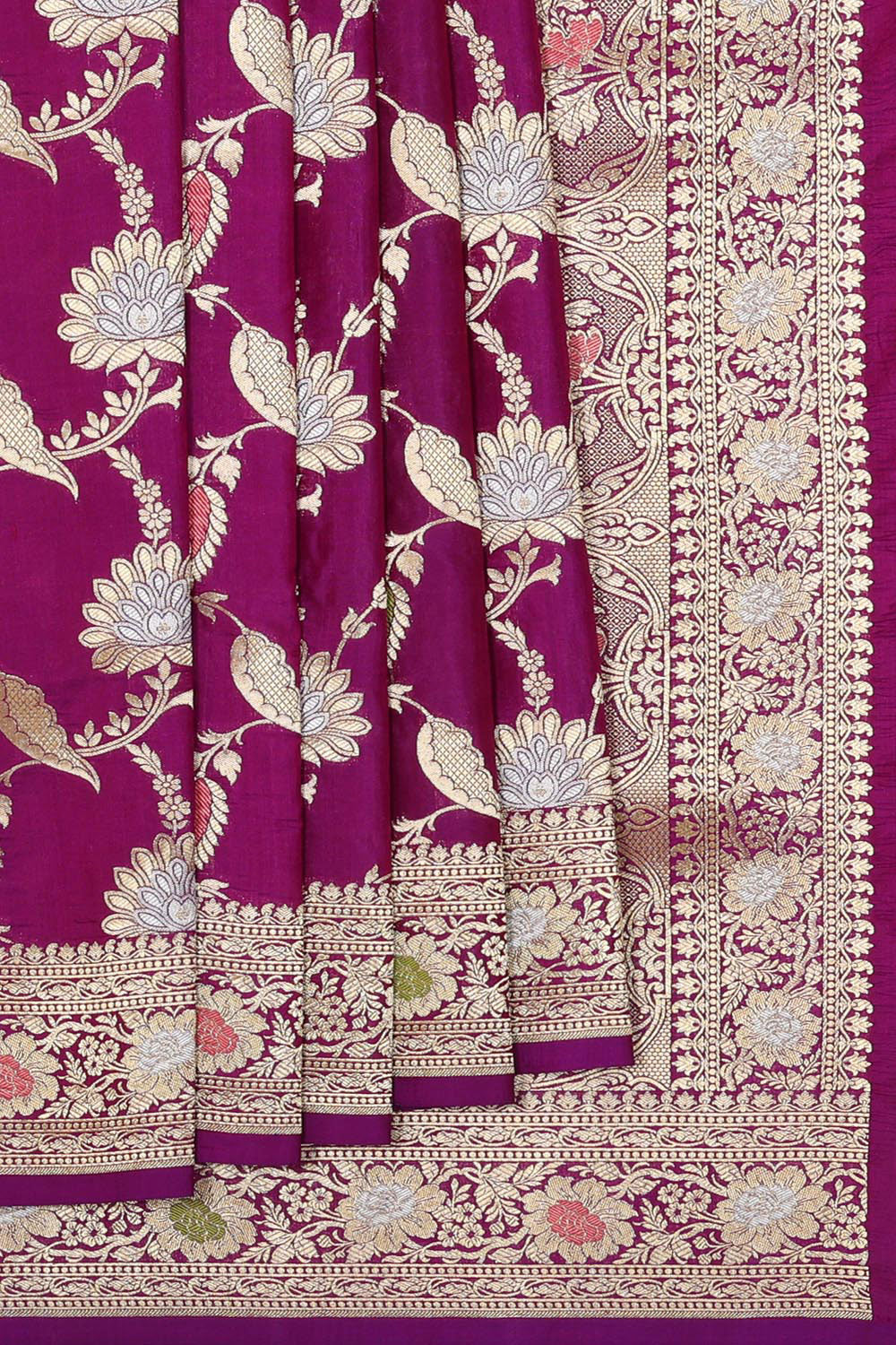 Collection of Banarasi Silk Magenta Saree in a gallery layout