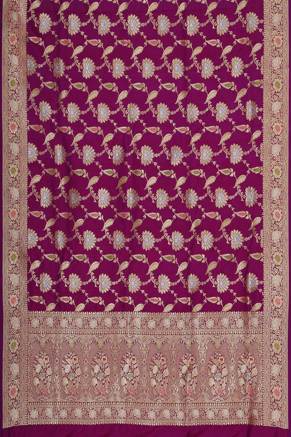 Collection of Banarasi Silk Magenta Saree in a gallery layout