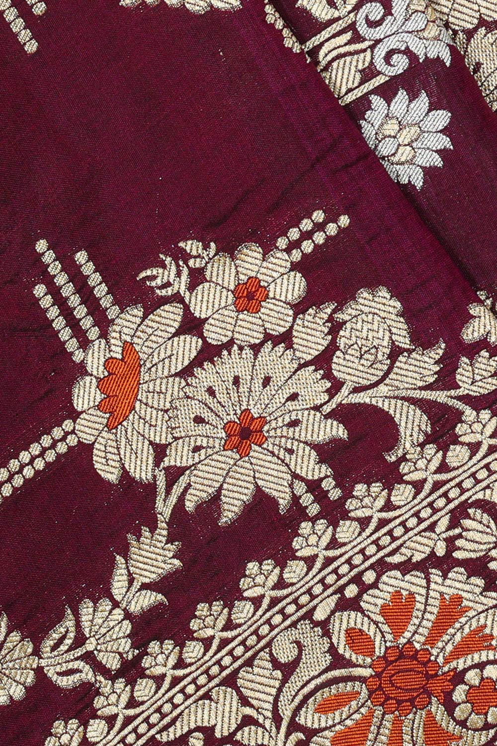 Collection of Banarasi Silk Wine Colour Saree in a gallery layout