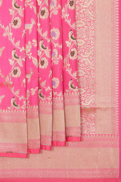 Collection of Banarasi Silk Bright Pink Tissue Saree in a gallery layout