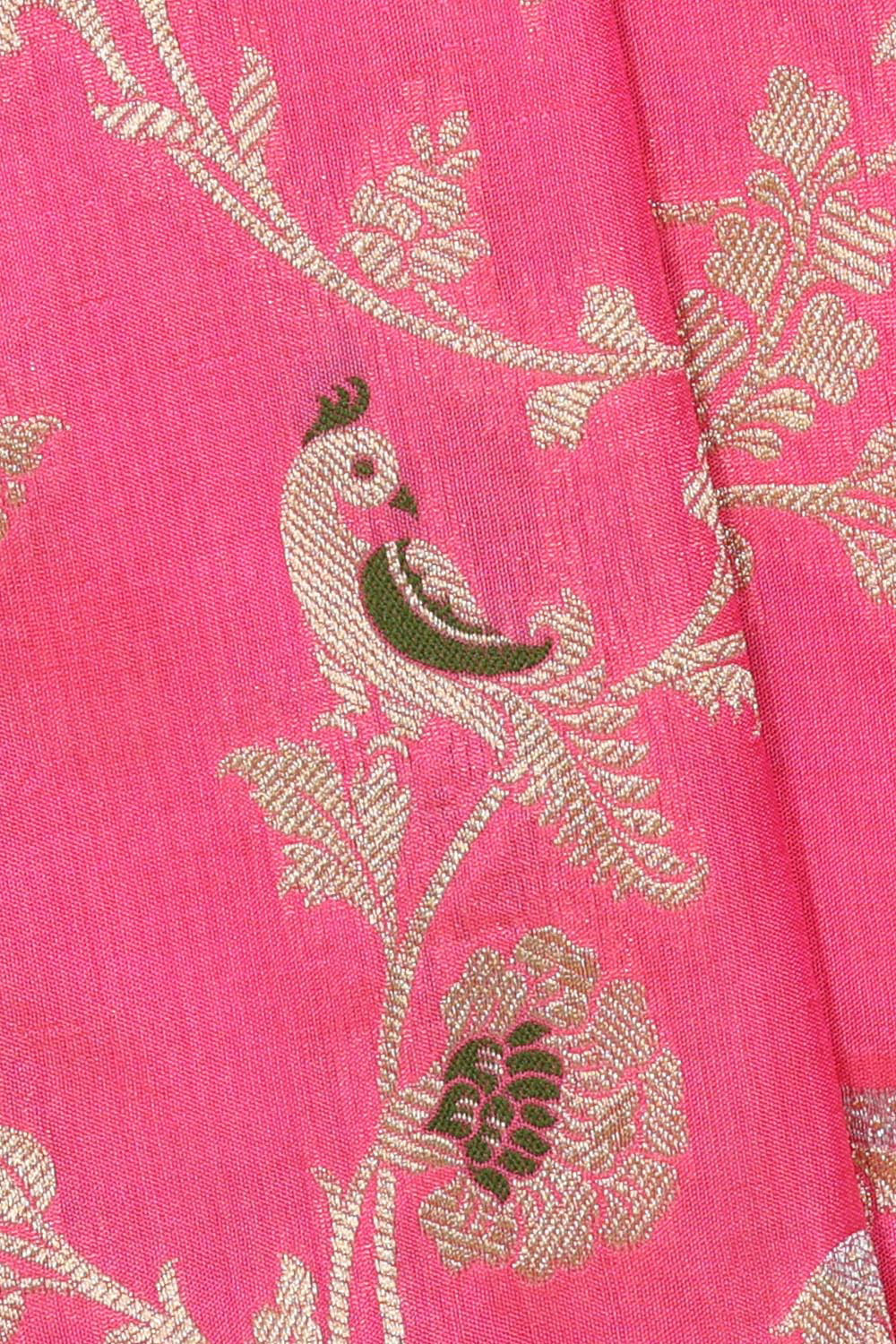 Collection of Banarasi Silk Bright Pink Tissue Saree in a gallery layout