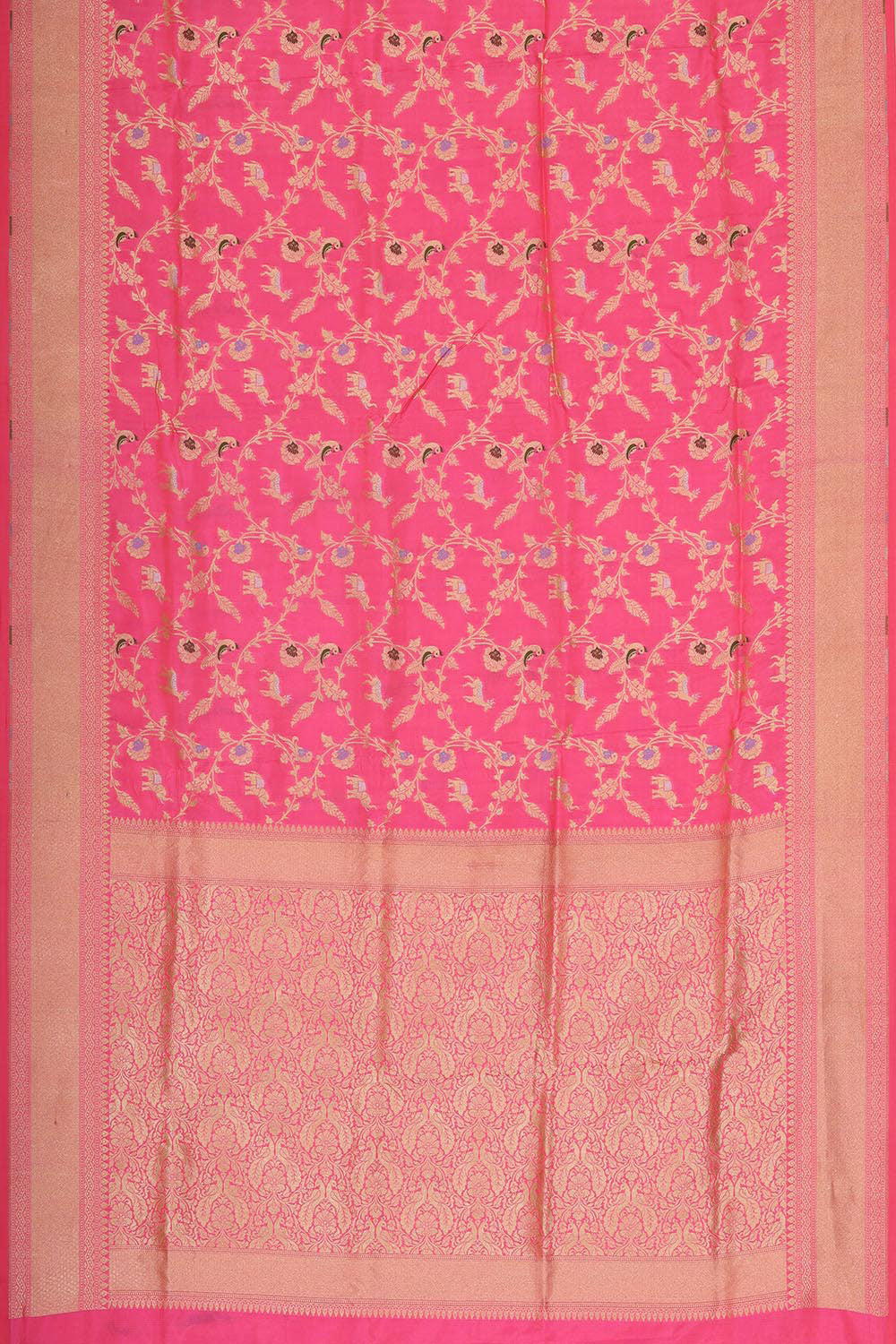 Collection of Banarasi Silk Bright Pink Tissue Saree in a gallery layout