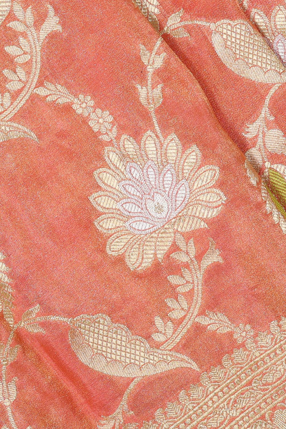 Banarasi Silk Peach Tissue Saree